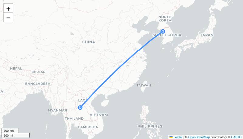 7C2401 ICN-VTE 항로 지도