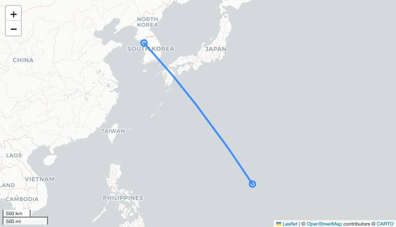 7C3212 SPN-ICN 항로 지도