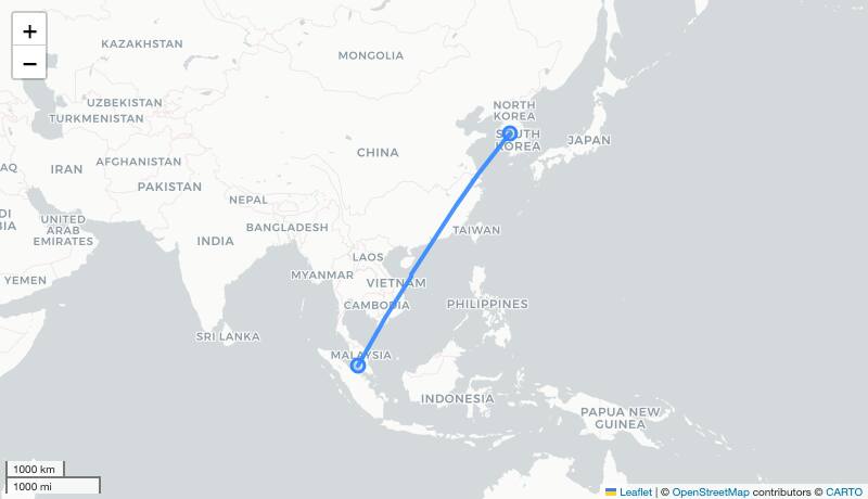 D7506 KUL-ICN 항로 지도