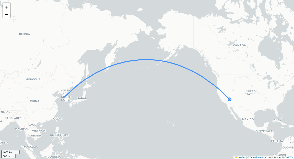 DL171 LAS-ICN 항로 지도