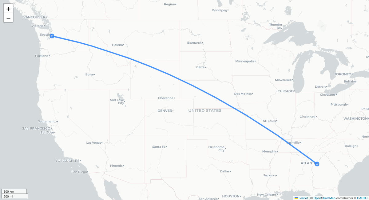 DL9963 SEA-ATL 항로 지도