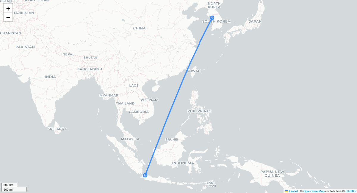 GA878 CGK-ICN 항로 지도