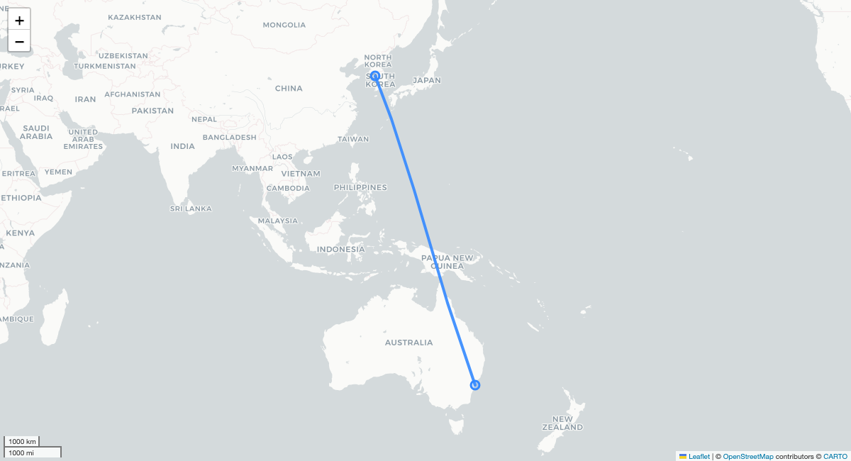 JQ48 ICN-SYD 항로 지도