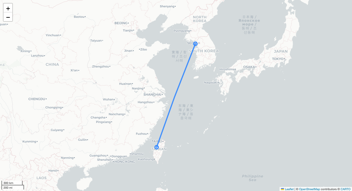 KE2031 ICN-RMQ 항로 지도