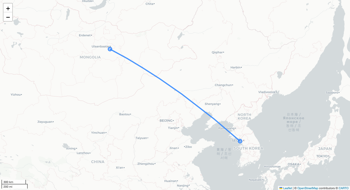 KE2041 ICN-UBN 항로 지도