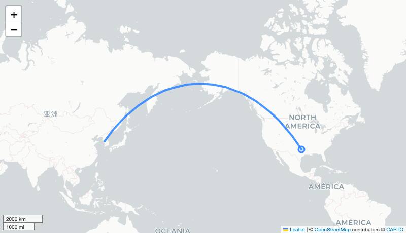 KE32 DFW-ICN 항로 지도