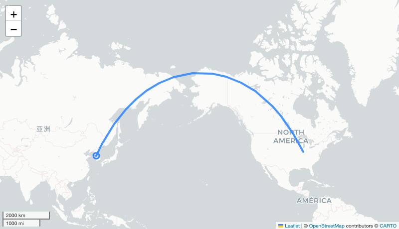 OZ545 ICN-PRG 항로 지도