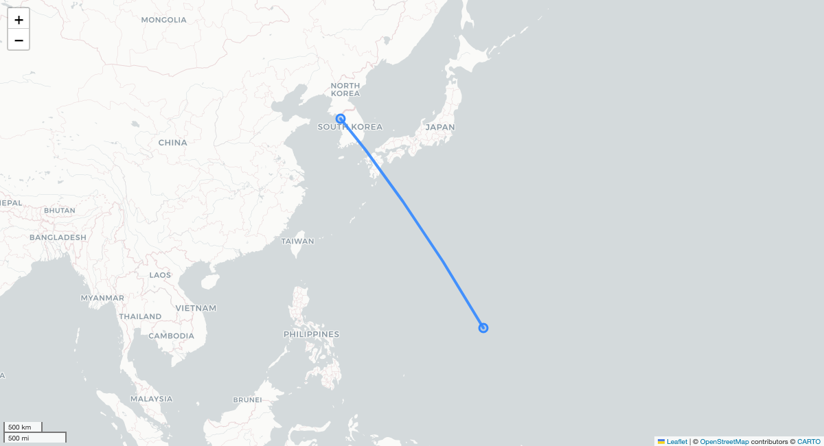 RS101 ICN-GUM 항로 지도