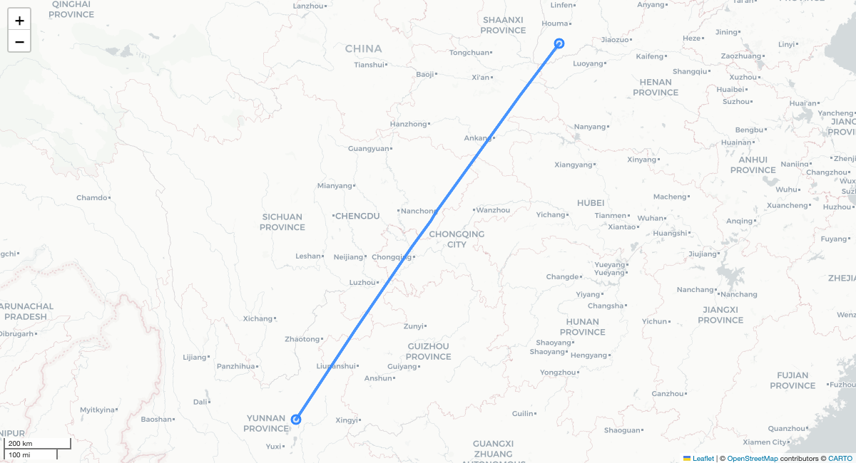 SC4825 YCU-KMG 항로 지도