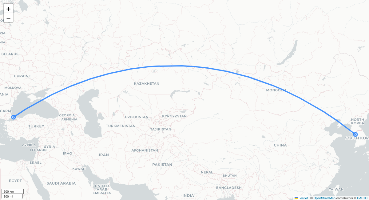 TK90 IST-ICN 항로 지도