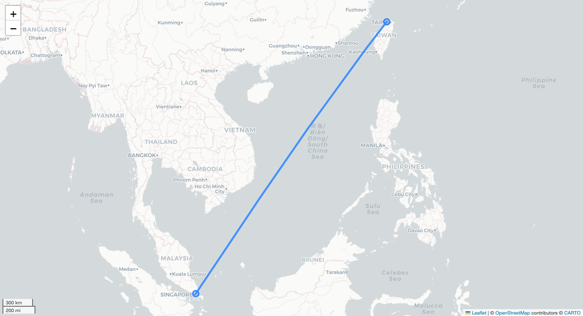 TR897 TPE-SIN 항로 지도