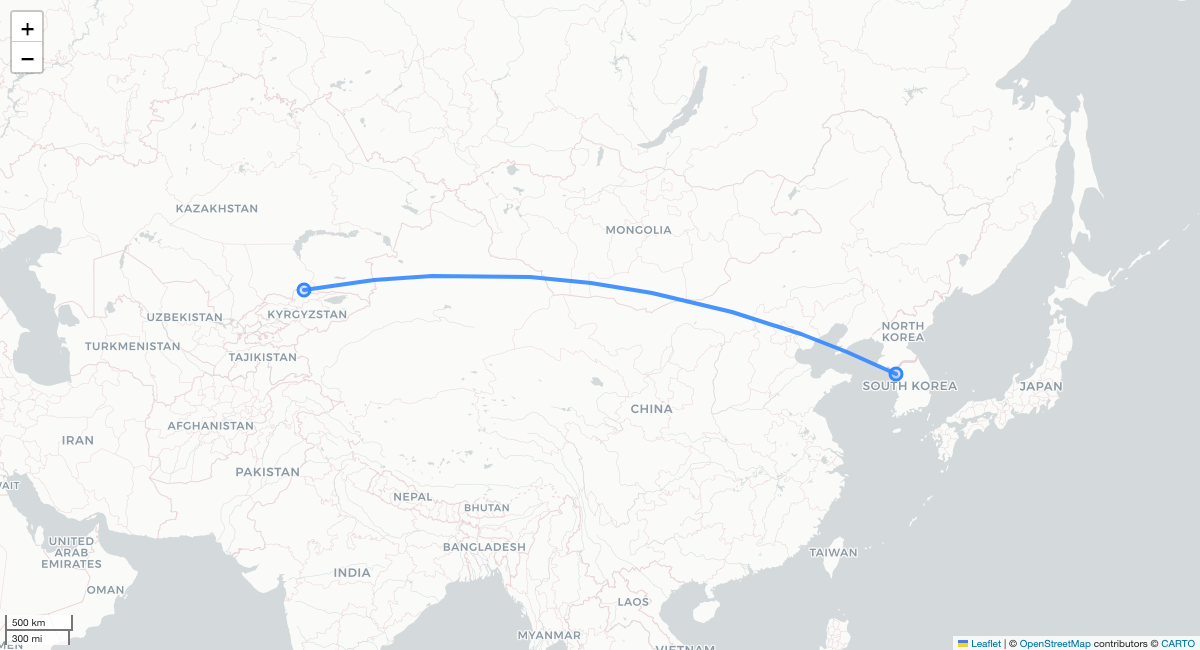 TW438 BSZ-ICN 항로 지도