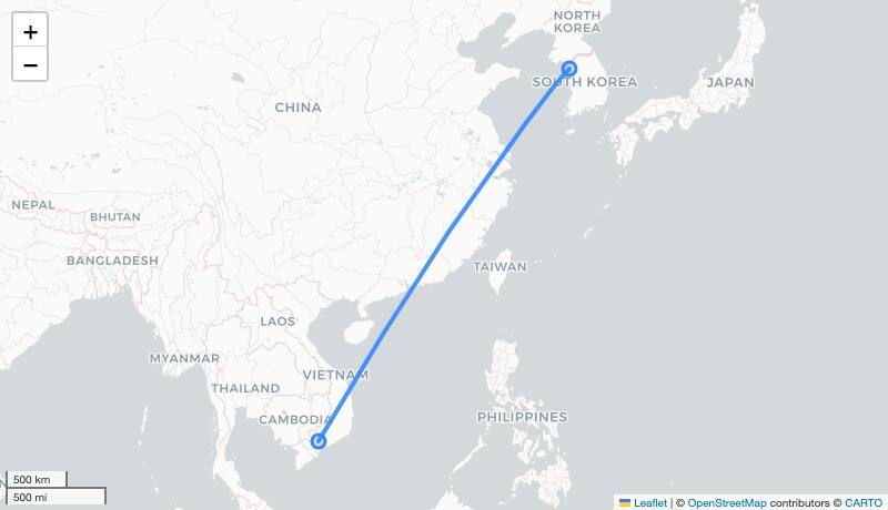 VN403 ICN-SGN 항로 지도