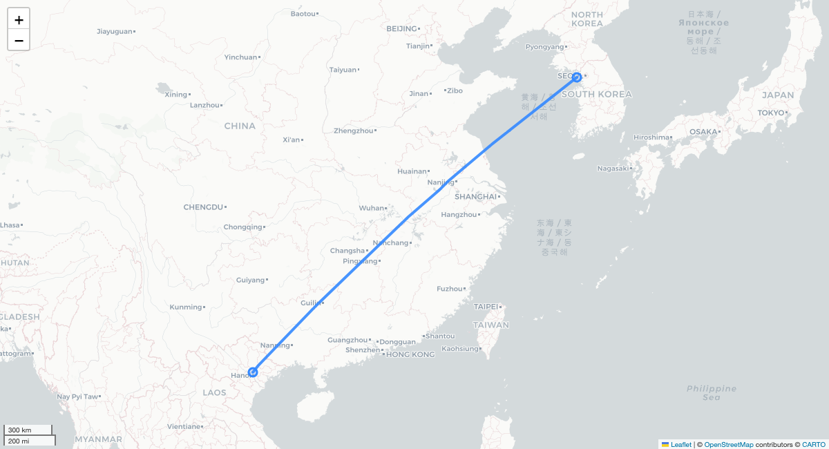 VN415 ICN-HAN 항로 지도