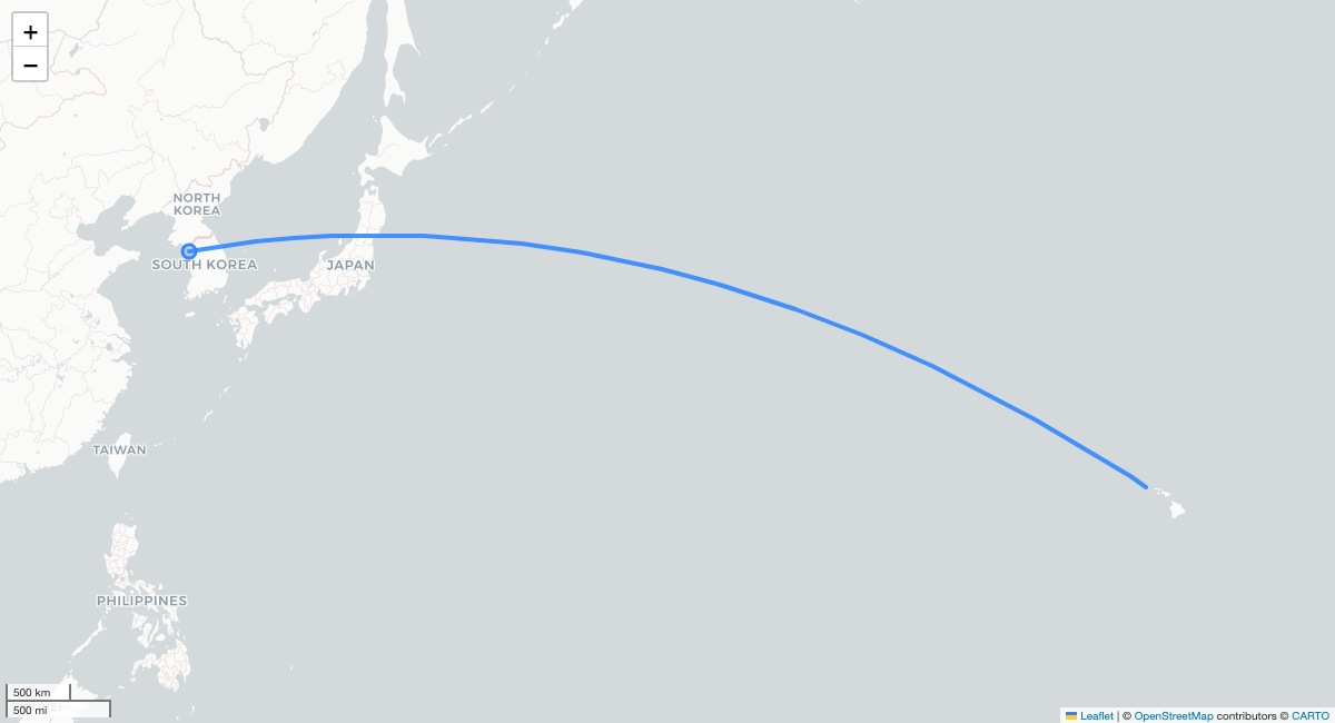 YP151 ICN-HNL 항로 지도
