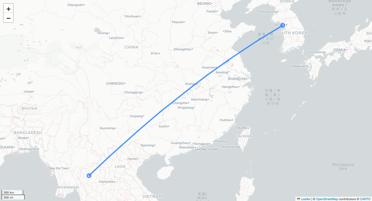 ZE517 ICN-CNX 항로 지도